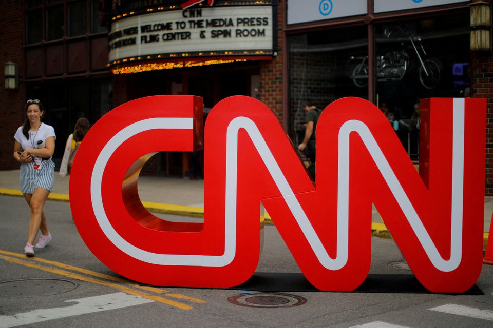 The CNN logo stands outside the Fox Theater in Detroit, Michigan, US, on July 30, 2019. File Photo / Reuters
