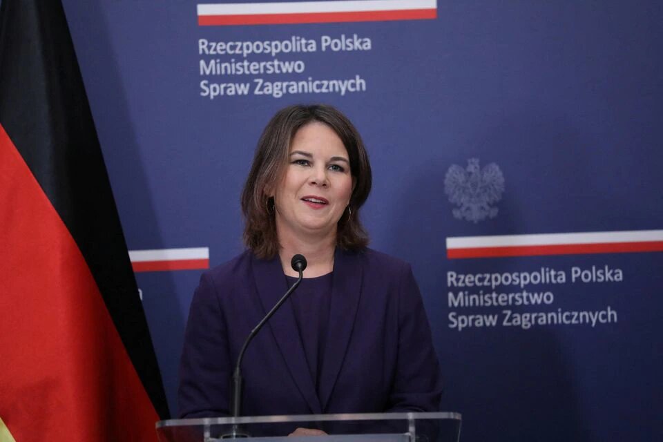 German Foreign Minister Annalena Baerbock attends a news conference in Warsaw, Poland, on October 4, 2022. Slawomir Kaminski/Agencja Wyborcza.pl via REUTERS