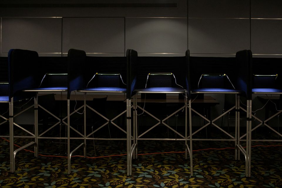 Voting booths are set up the day before Michigan Democrats and Republicans choose their nominees to contest November's congressional elections, which will determine which party controls US House of Representatives for next two years, in Birmingham, Michigan, US on August 1, 2022.  File Photo / Reuters
