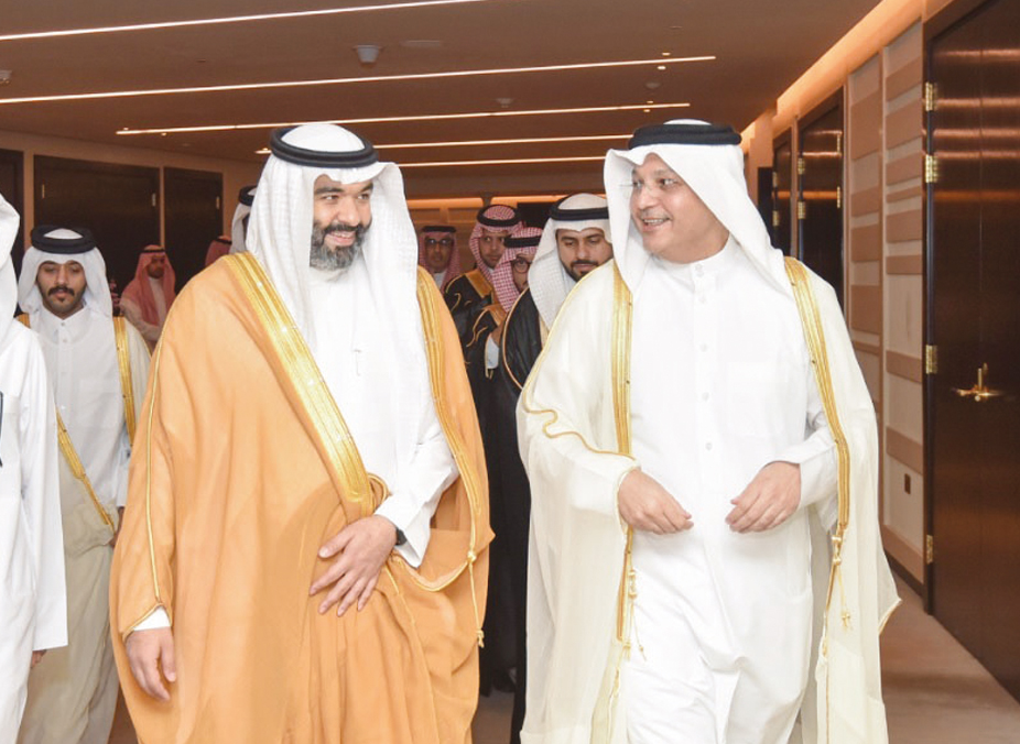 Minister of Communications and Information Technology, H E Mohammed bin Ali Al Mannai with Minister of Communications and Information Technology of the Kingdom of Saudi Arabia H E Eng. Abdullah Alswaha during his visit to Doha, yesterday.