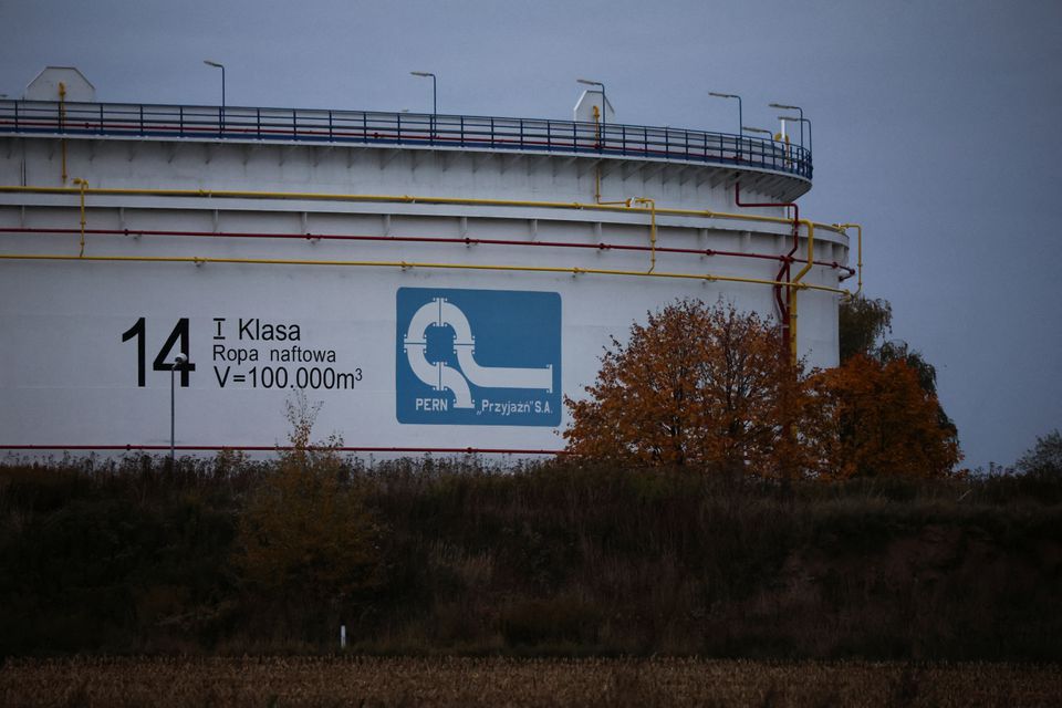 A view of PERN's oil storage facility, part of the Druzhba pipeline infrastructure, in Miszewko Strzalkowskie near Plock, Poland, on October 12, 2022. REUTERS/Kacper Pempel