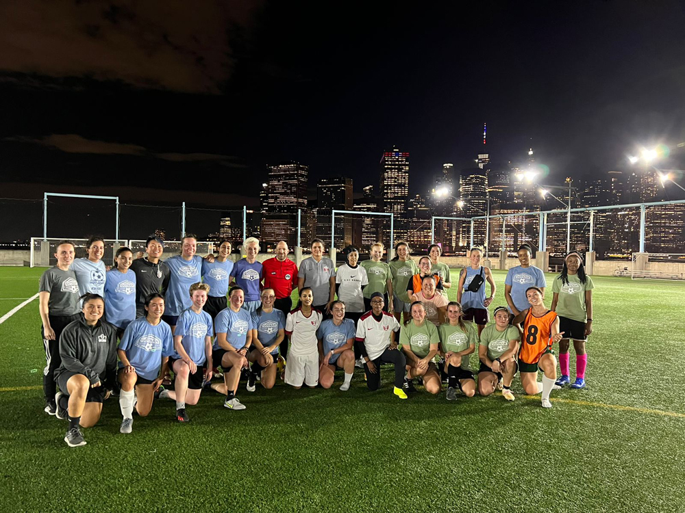 Members of Qatar Women’s National Football Team visiting the New York Recreational Women’s Soccer League.