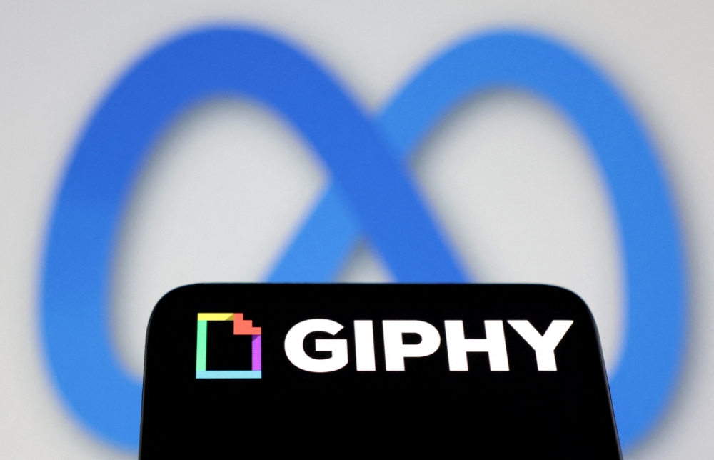 Meta and Giphy logos are seen in this illustration taken on June 16, 2022.  File Photo / Reuters
