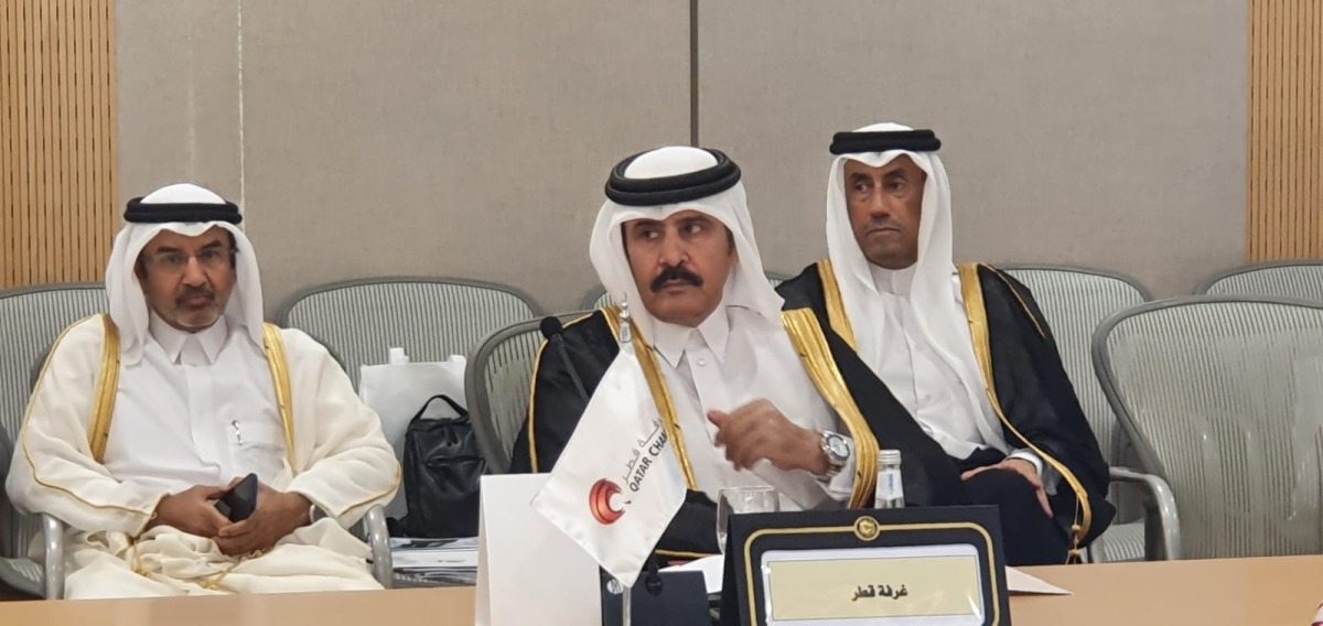 QC Second Vice-Chairman Rashid bin Hamad Al Athba (centre), with board members Mohamed bin Mahdi Al Ahbabi and Eng. Ali bin Abdullatif Al Misnad, during the meeting in Riyadh.