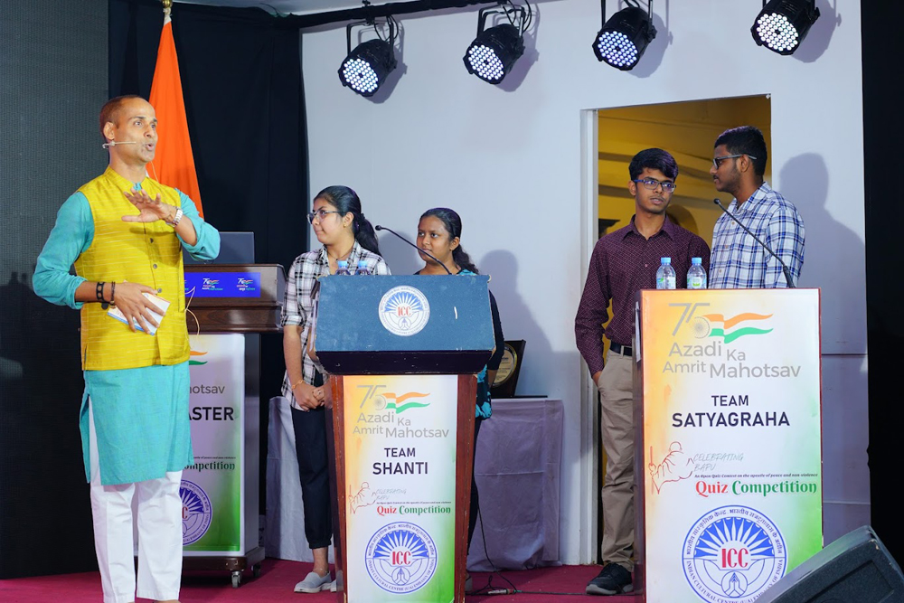 Participants during the quiz contest organised by ICC.