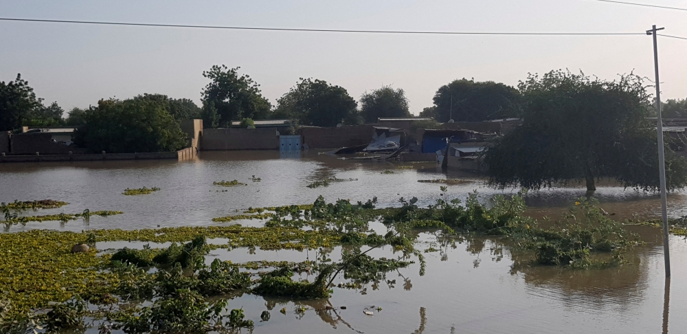 Homes are submerged in water after a massive flood in N'djamena, Chad, October 14, 2022. REUTERS/Mahamat Ramadane/File Photo