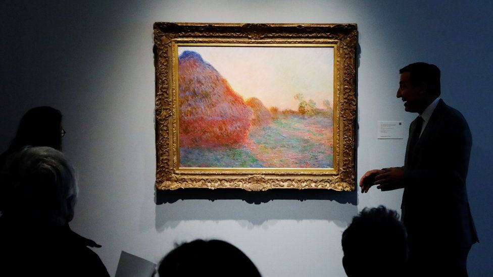 The painting by Claude Monet, part of the Haystacks 