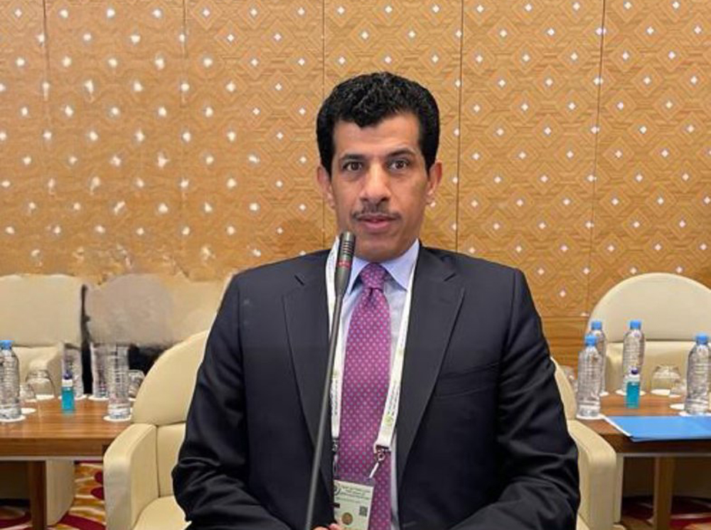 Permanent Representative of Qatar to the Arab League H E Salem Mubarak Al Shafi taking part in the meeting.
