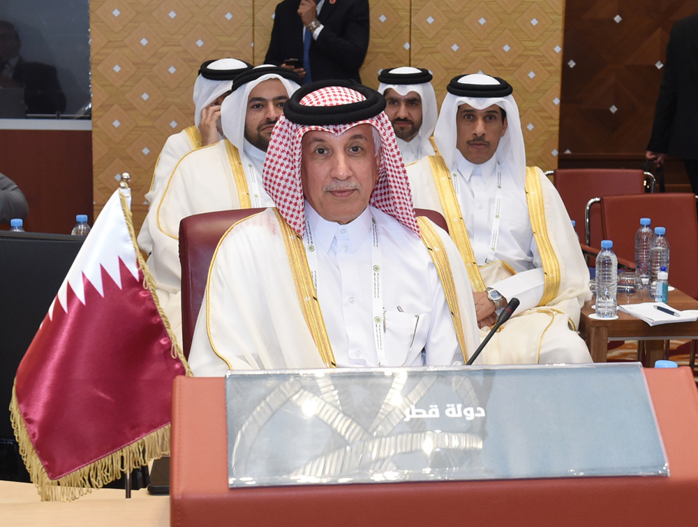Minister of State for Foreign Affairs H E Sultan bin Saad Al Muraikhi leading Qatar's delegation at the meeting in Algiers yesterday.
