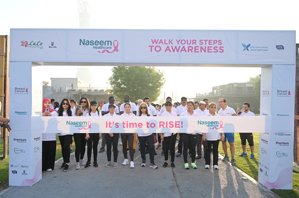 Participants during the walkathon organised by Naseem Healthcare to raise awareness on breast cancer.