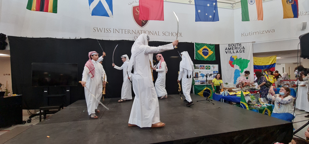 Students performing the Ardha to mark the day.