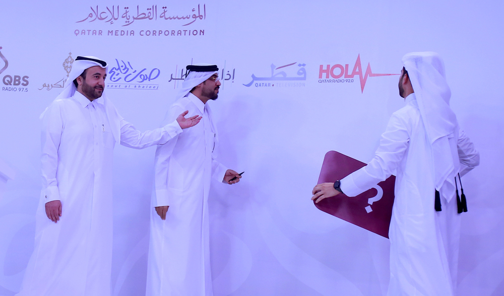 Sheikh Abdulaziz bin Thani Al Thani, CEO of Qatar Media Corporation, during the launch of Hola Qatar. Photo by Mohammed Farag / The Peninsula 