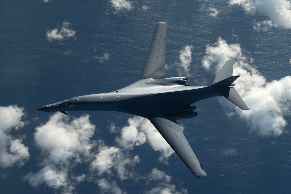 Files handout taken on July 30, 2017, released by the US Air Force shows a US Air Force B-1B Lancer. Photo by Jacob Skovo/ US AIR FORCE / AFP