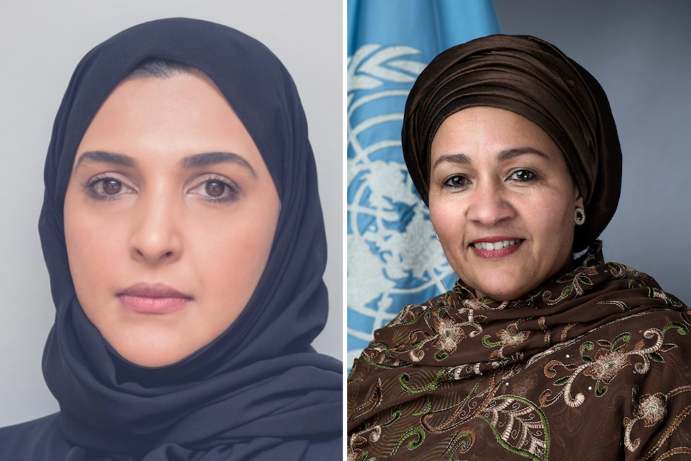 H E Maryam bint Abdullah Al Attiyah (left) and H E Amina Mohammed
