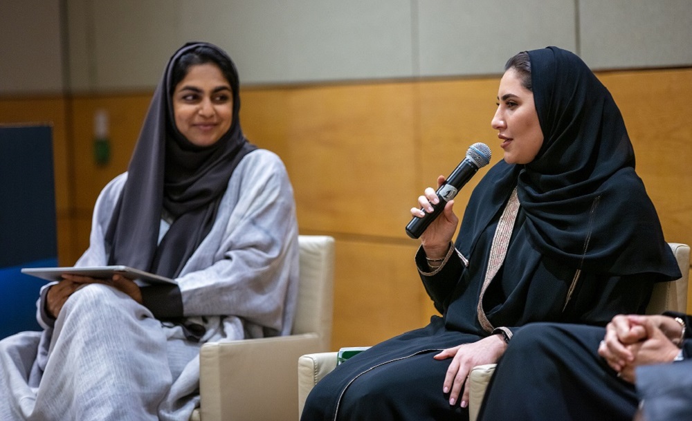 Nihal Al Saleh and Lulwa Al Darwish during the discussion.