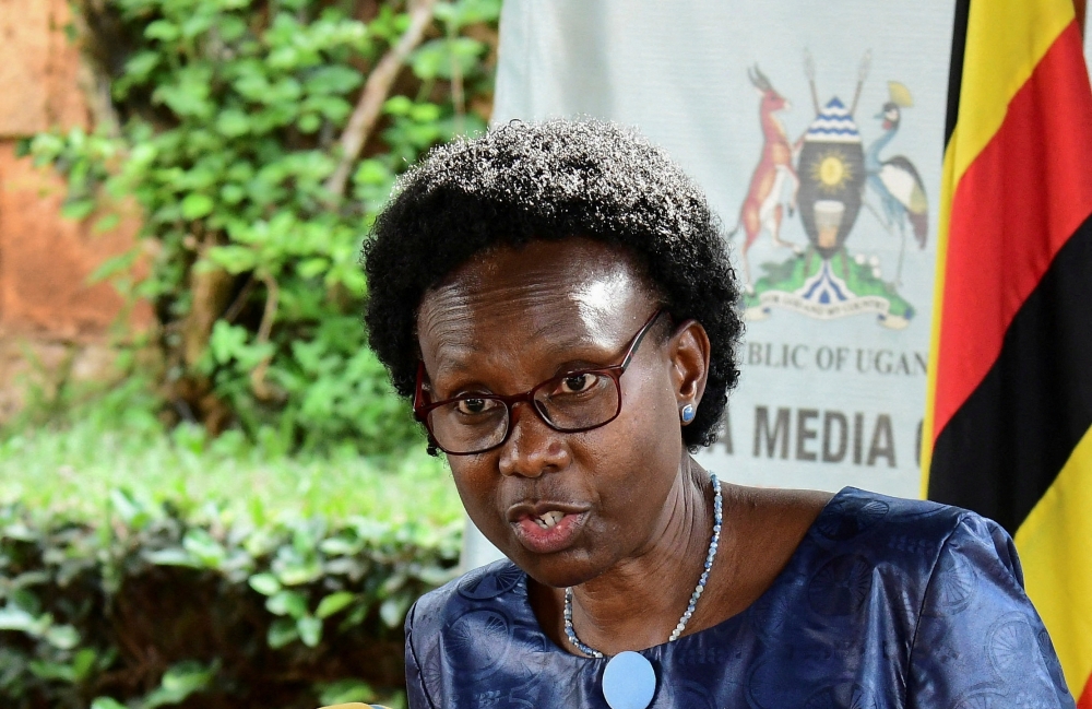Uganda Minister of Health Jane Ruth Aceng speaks during a news conference on the rising Ebola cases, in Kampala, Uganda, October 26, 2022. REUTERS/Abubaker Lubowa/File Photo