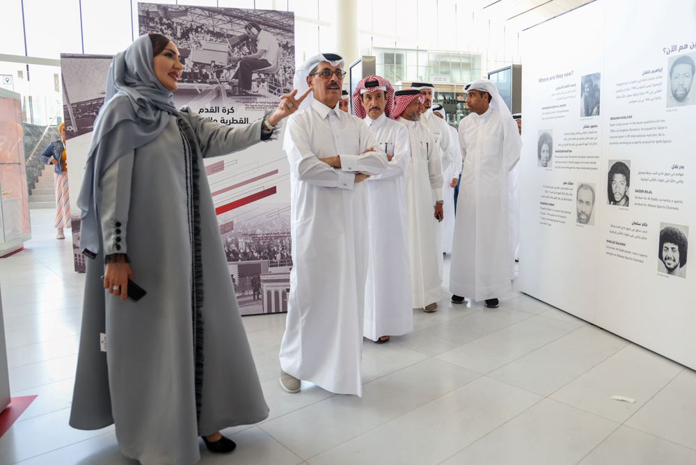 Minister of State and President of Qatar National Library H E Dr. Hamad bin Abdulaziz Al Kawari (second left) during the inauguration of the exhibition.