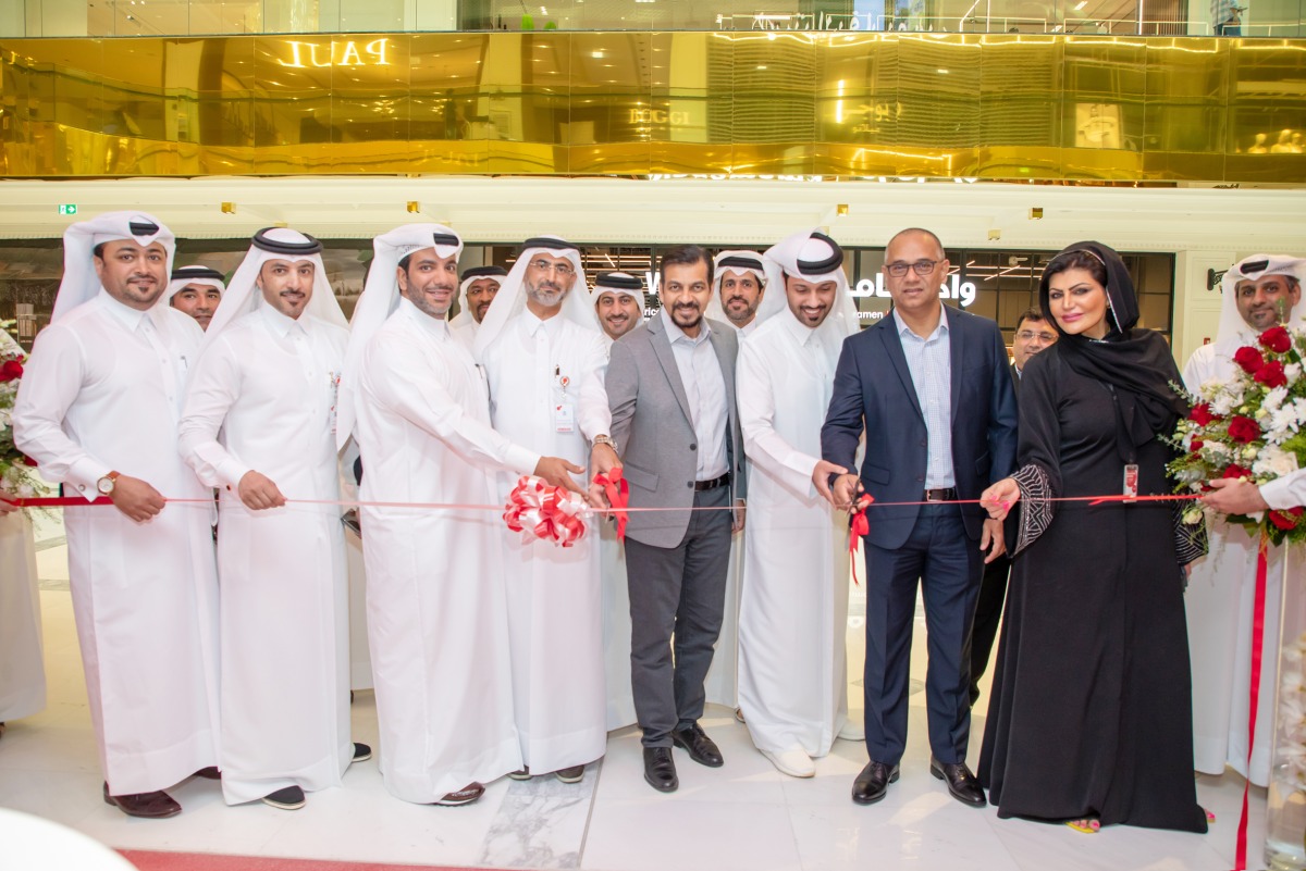 Sabah Rabiah Al Kuwari, Director PR at Ooredoo with other officials of the company at the opening.