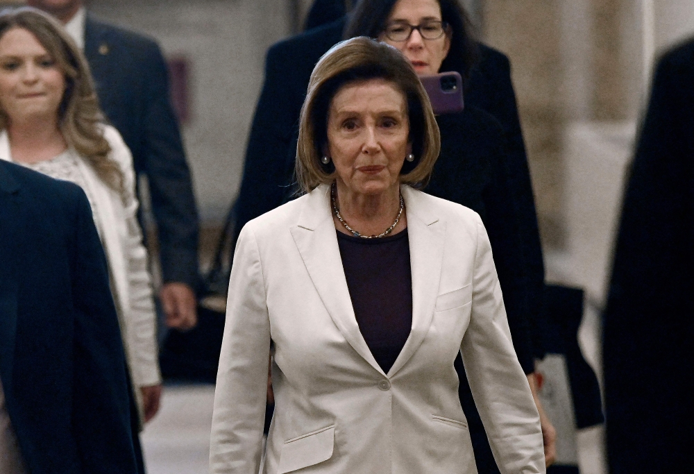 Outgoing US Speaker of the House of Representatives Nancy Pelosi, Democrat of California, arrives at the US Capitol in Washington, DC, on November 17, 2022. (Photo by OLIVIER DOULIERY / AFP)


