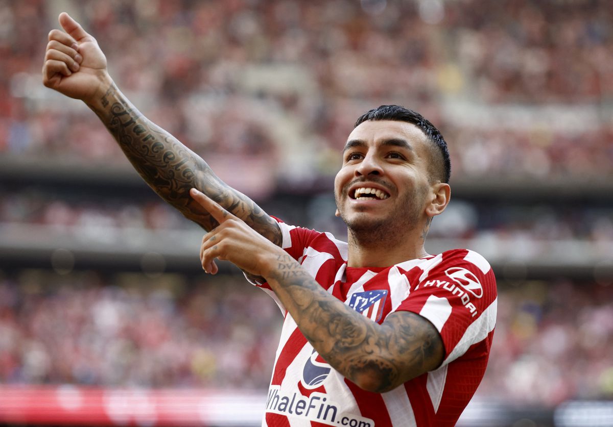 Atletico Madrid's Angel Correa celebrates scoring their first goal at the LaLiga match, Madrid, Spain - October 8, 2022. (REUTERS/Juan Medina)
