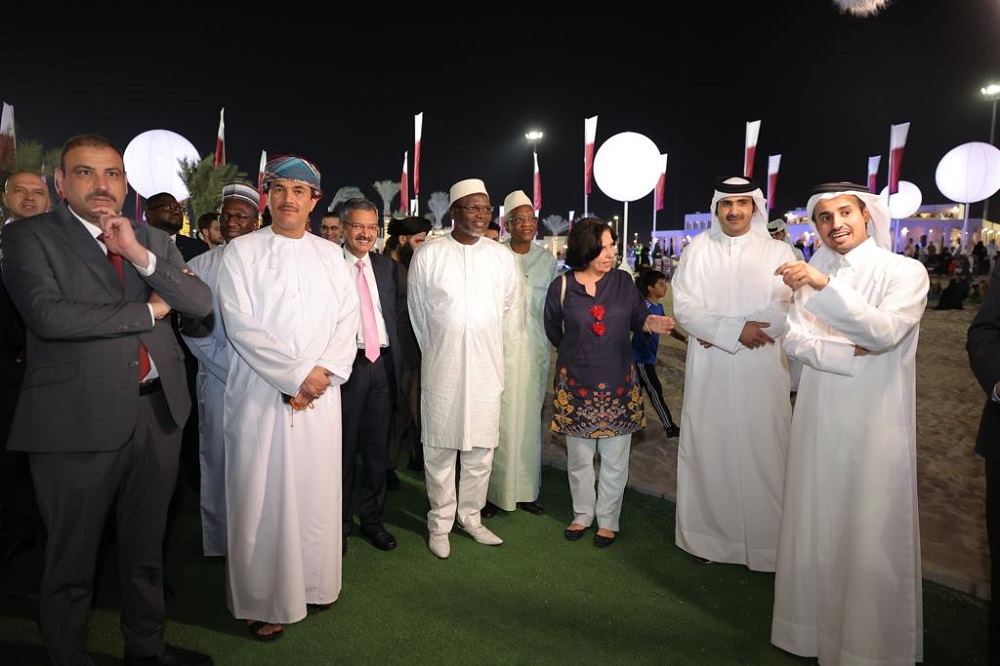 Minister of Culture H E Sheikh Abdulrahman bin Hamad Al Thani with Their Excellencies the Ambassadors at Darb Al Saai.