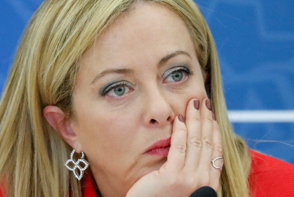 Italian Prime Minister Giorgia Meloni attends a news conference to present her government's first budget in Rome, Italy November 22, 2022. Reuters/Remo Casilli/File Photo