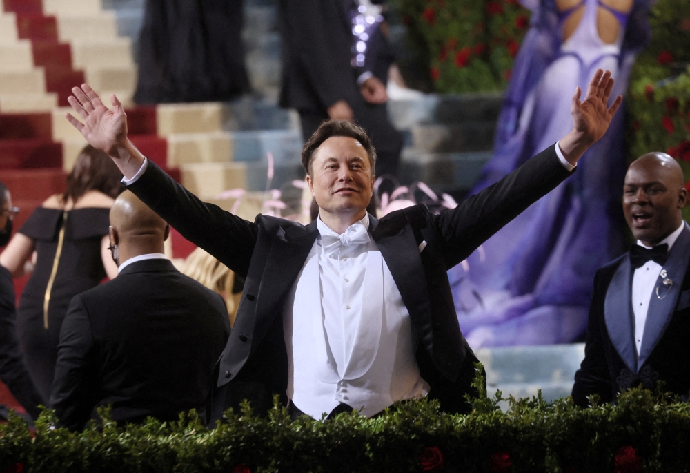 File Photo: Elon Musk arrives at the In America: An Anthology of Fashion themed Met Gala at the Metropolitan Museum of Art in New York City, New York, US, May 2, 2022. (REUTERS/Brendan Mcdermid)