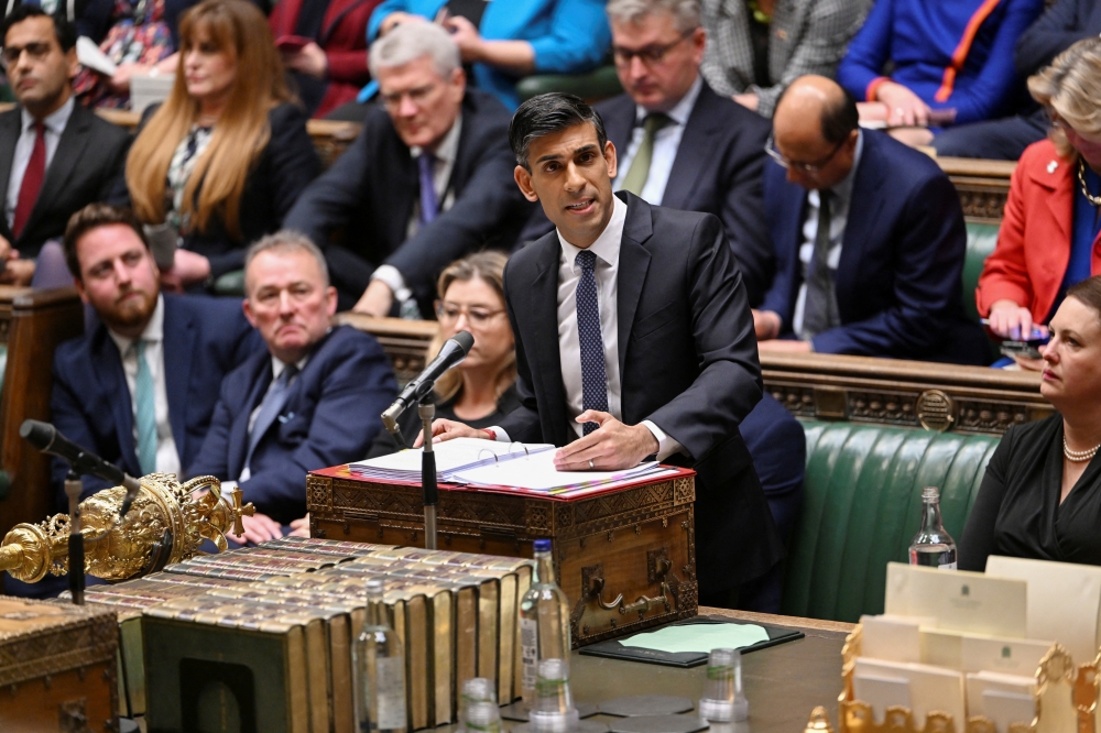 British Prime Minister Rishi Sunak speaks at the House of Commons in London, Britain, on December 7, 2022. UK Parliament/Jessica Taylor/Handout via REUTERS
