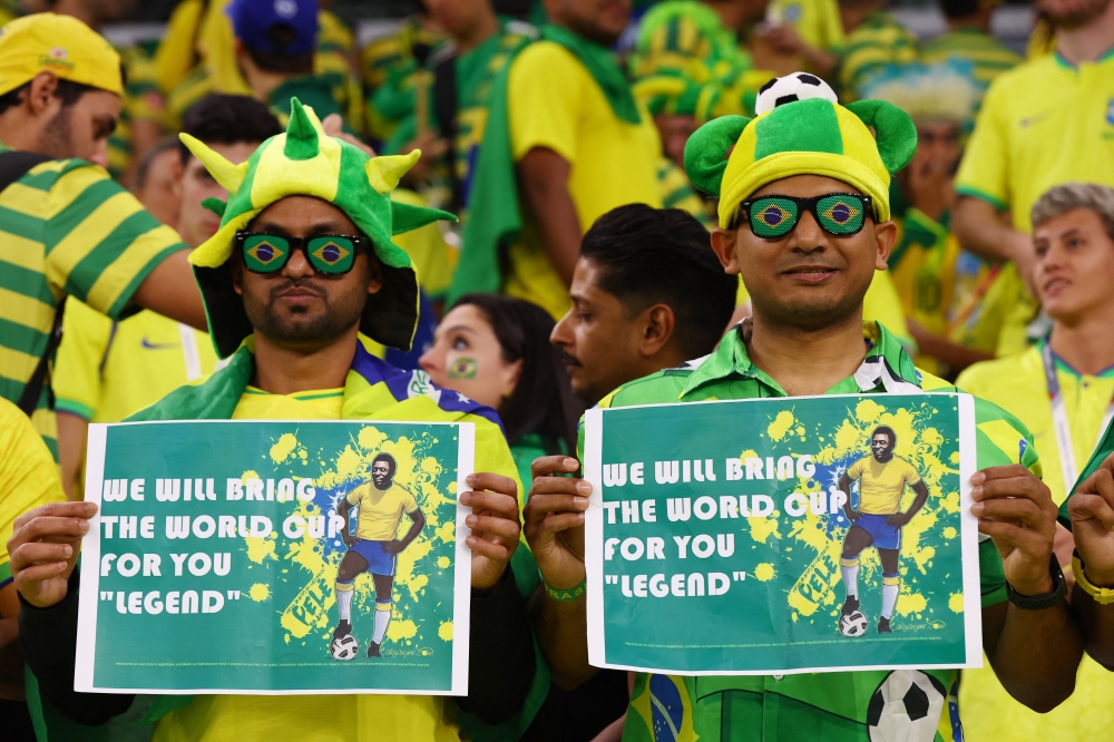 Brazil fans during the Qatar 2022 World Cup quarter-final match between Brazil and Croatia at the Education City Stadium. (Reuters)