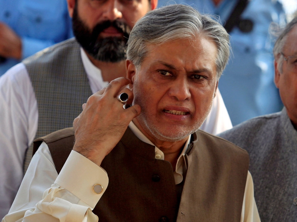  Pakistan's Finance Minister Ishaq Dar is seen after a party meeting in Islamabad, Pakistan, on September 26, 2017. File Photo / Reuters