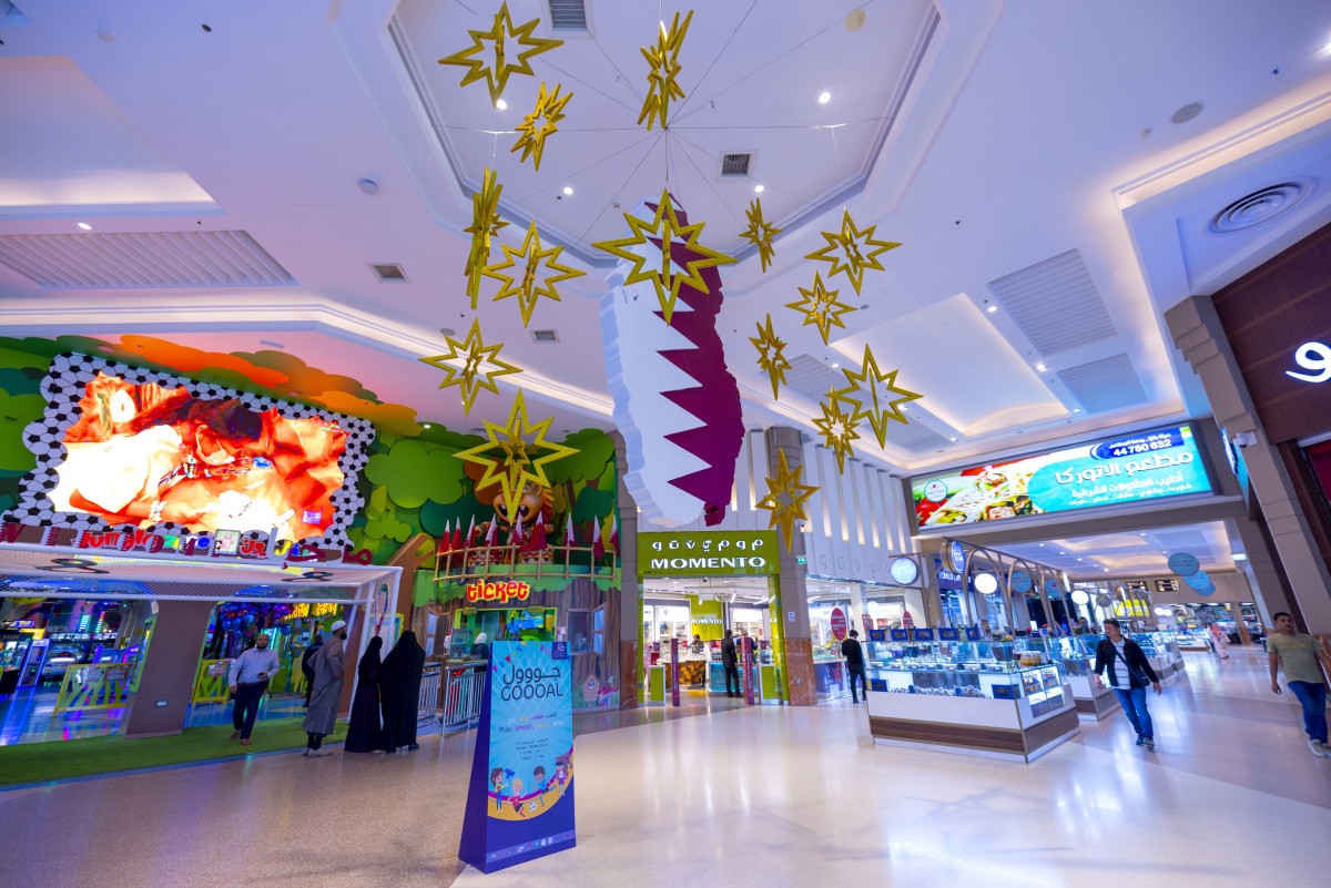 Hyatt Plaza’s exterior and interior views decorated with Qatar National Day theme.