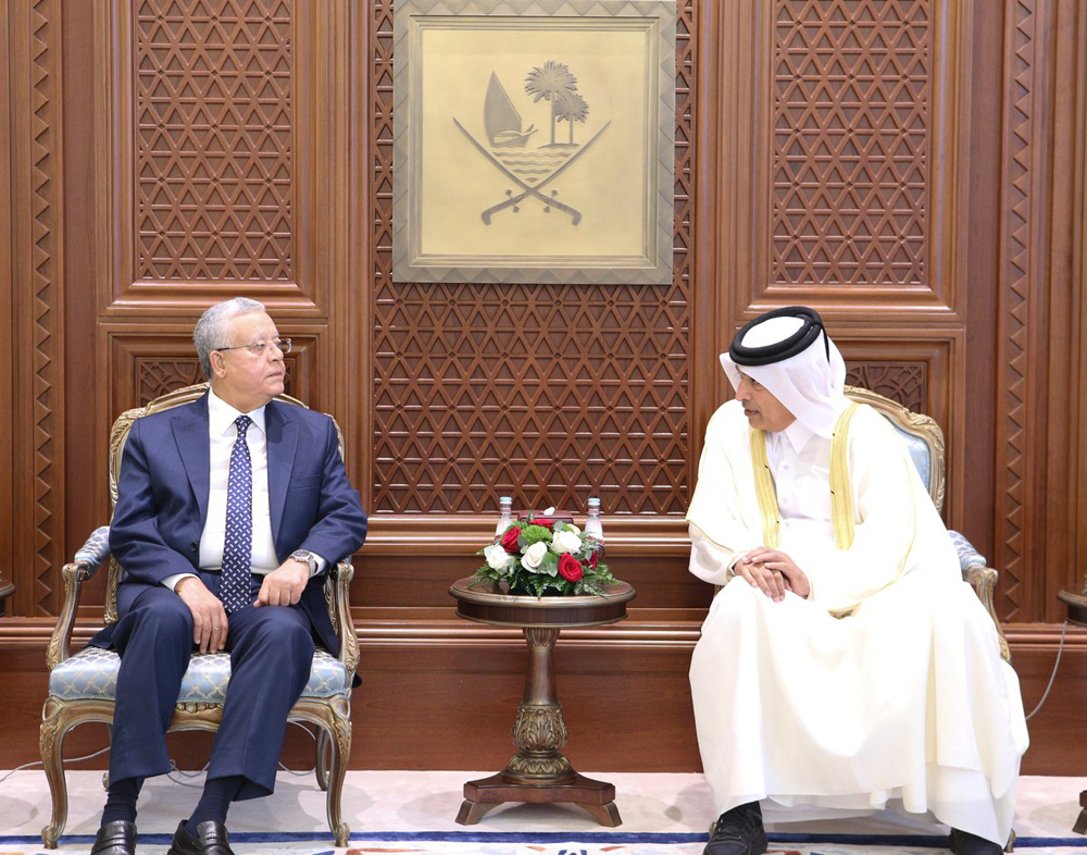 Speaker of the Shura Council H E Hassan bin Abdulla Al Ghanim with Speaker of the Egyptian House of Representatives H E Dr. Hanafy Ali Gebaly. 