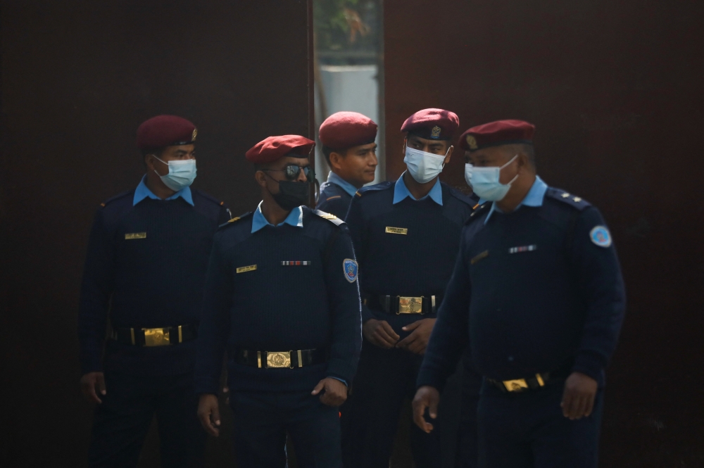 Nepal police personnel stands guard at the entrance of Central Jail where Charles Sobhraj is kept in Kathmandu, Nepal December 22, 2022. Reuters/Navesh Chitrakar