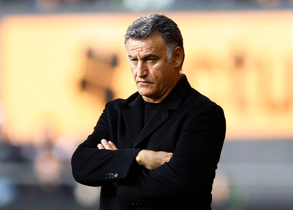 Paris St Germain coach Christophe Galtier looks on during the Ligue 1 match against Lorient at the Stade du Moustoir, Lorient, France, on November 6, 2022.  File Photo / Reuters