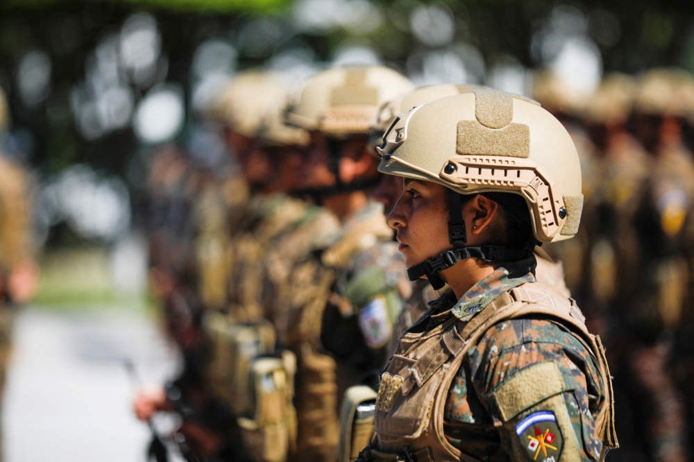 Salvadoran soldiers take part in a ceremony to receive personal protective equipment for military personnel deployed in the fifth phase of the Territorial Control plan in San Salvador, El Salvador, on December 8, 2022. File Photo / Reuters