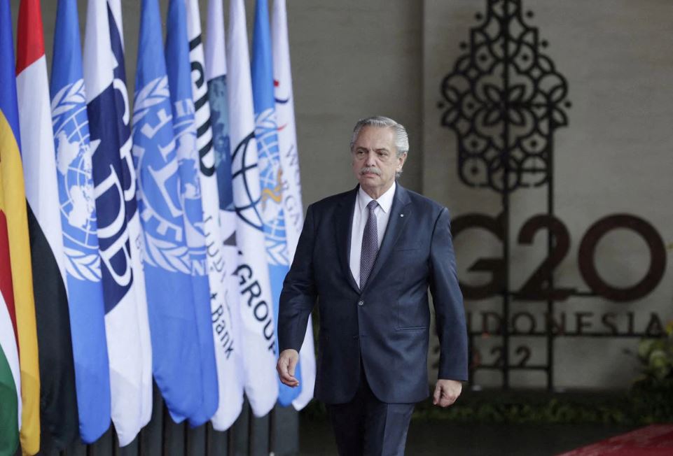 Argentina's President Alberto Fernandez arrives for a G20 Leaders' Summit in Bali, Indonesia, November 15 2022.(Mast Irham/Pool via REUTERS)