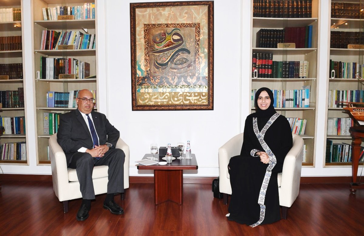 Assistant Foreign Minister H E Lolwah bint Rashid Al Khater meeting with Unesco Representative for the Gulf States and Yemen and Director of the Unesco Office in Doha, H E Salah El Din Zaki Khaled.
