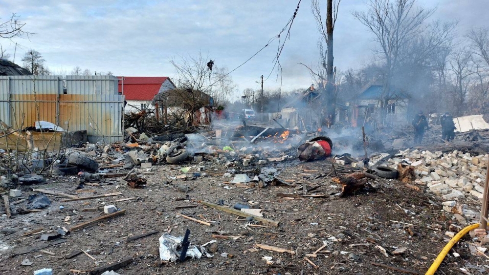Rescuers work at a site of private houses heavily damaged by a Russian missile strike, amid Russia's attack on Ukraine, in Kyiv, Ukraine December 29, 2022. Ukrainian Presidential aide Kyrylo Tymoshenko via Telegram/Handout via Reuters 