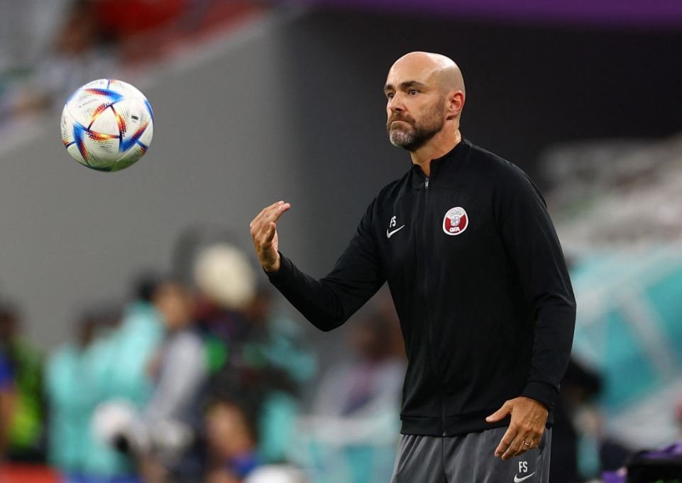 File Photo: Qatar coach Felix Sanchez during the FIFA World Cup Qatar 2022 match against Senegal at the Al Thumama Stadium on November 25, 2022. (REUTERS/Kai Pfaffenbach)