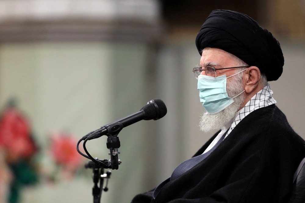 Iran's Supreme Leader Ayatollah Ali Khamenei attends a meeting with a group of Iranian women in Tehran, Iran January 4, 2023. (Office of the Iranian Supreme Leader/WANA (West Asia News Agency)/Handout via REUTERS)