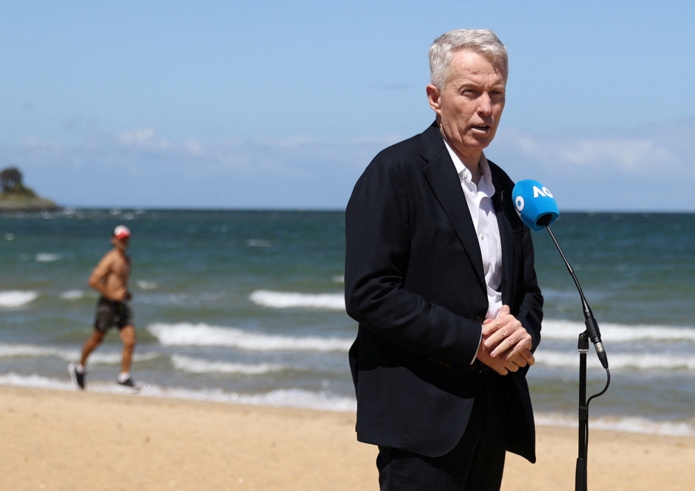 Brighton Beach, Melbourne, Australia, February 22, 2021 Craig Tiley, CEO of Tennis Australia talks to the media during a photo shoot at Brighton Beach REUTERS/Loren Elliott/File Photo