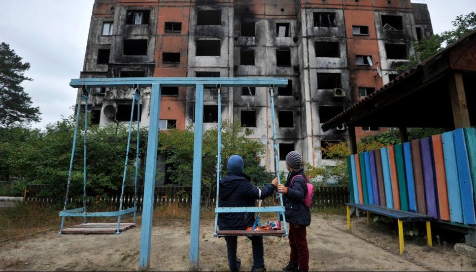 Frequent Russian missile strikes and daily warnings of aerial attacks have disrupted routines for millions in the capital and upset a gymnast's goal to become a star. (SERGEI CHUZAVKOV / AFP)