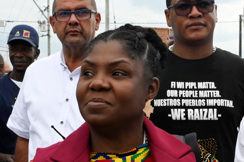 In this file photo taken on October 7, 2022, Colombian Vice President Francia Marquez arrives at a Territorial Dialogue Forum in Guachene, department of Cauca, Colombia. (Photo by JOAQUIN SARMIENTO / AFP)
