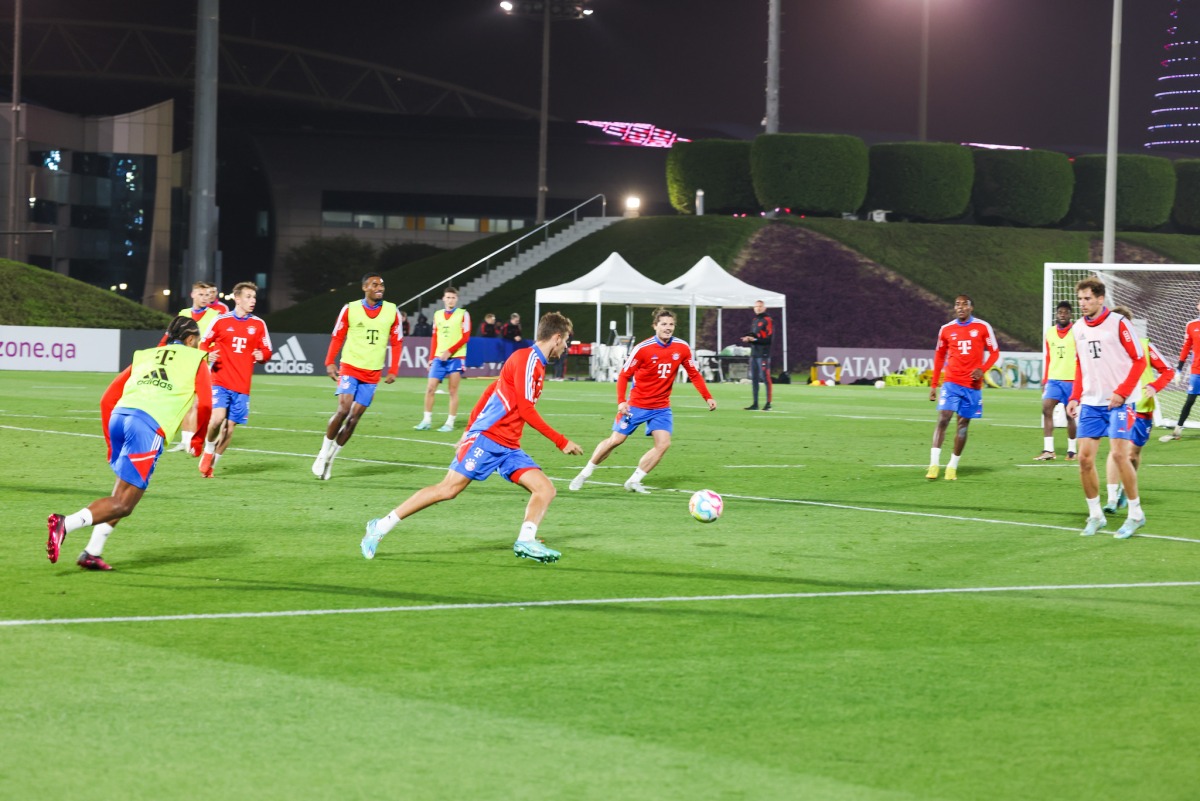 Bayern Munich players in action during the Winter Training Camp at Aspire Zone in Doha.