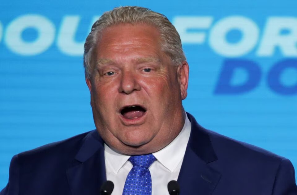 Ontario Premier Doug Ford speaks during his Ontario PC Party provincial election night watch party at the Toronto Congress Centre in Etobicoke, Ontario, Canada on June 2, 2022. File Photo / Reuters
