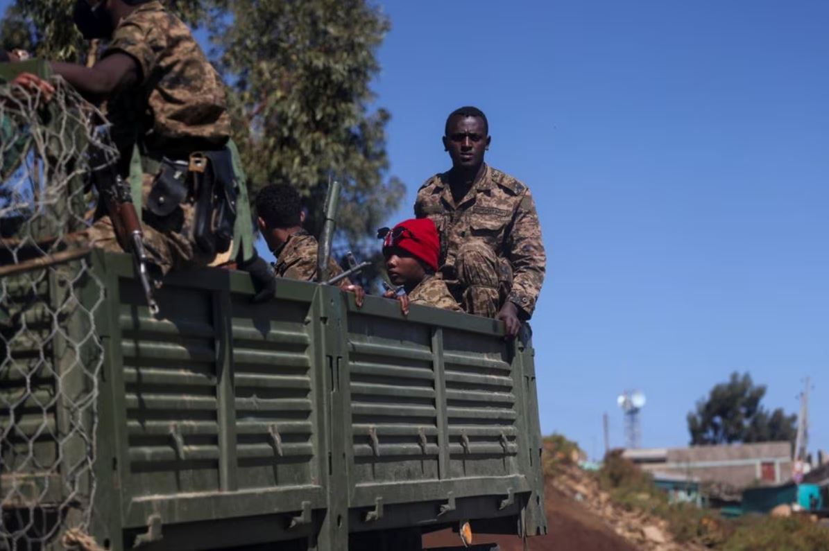File photo: Ethiopian soldiers ride on a truck near the town of Adigrat, Tigray region, Ethiopia, March 18, 2021. (REUTERS/Baz Ratner)