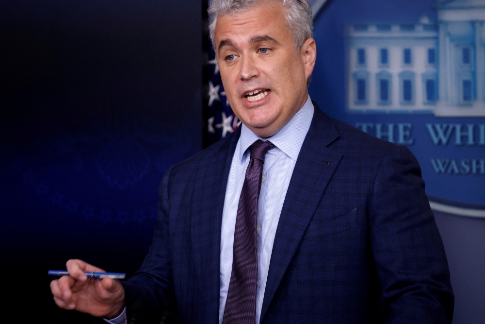 File Photo: White House COVID-19 Response Coordinator Jeff Zients delivers remarks during a press briefing at the White House in Washington, US, April 13, 2021. (REUTERS/Tom Brenner)