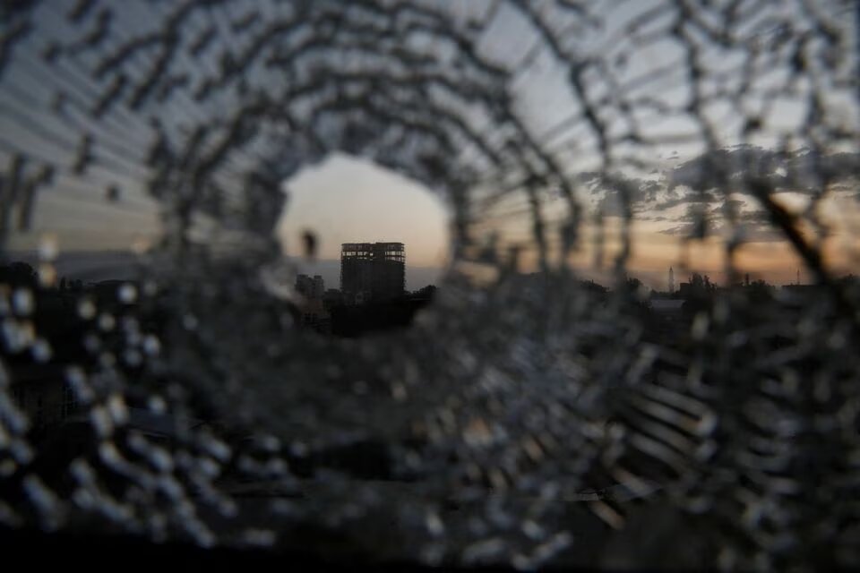 A building is seen through a bullet hole in a window of the Africa Hotel in the town of Shire, Tigray region, Ethiopia, on March 16, 2021. File Photo / Reuters