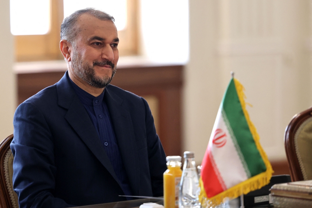 Iran's Foreign Minister Hossein Amir-Abdollahian meets with his Qatari counterpart in the capital Tehran, on January 29, 2023. (Photo by Aatta Kenare / AFP)