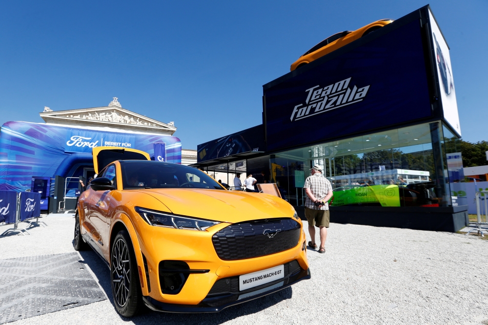 Ford Mustang Mach-E GT is seen during the Munich Auto Show, IAA Mobility 2021 in Munich, Germany, September 8, 2021. (REUTERS/Michaela Rehle)